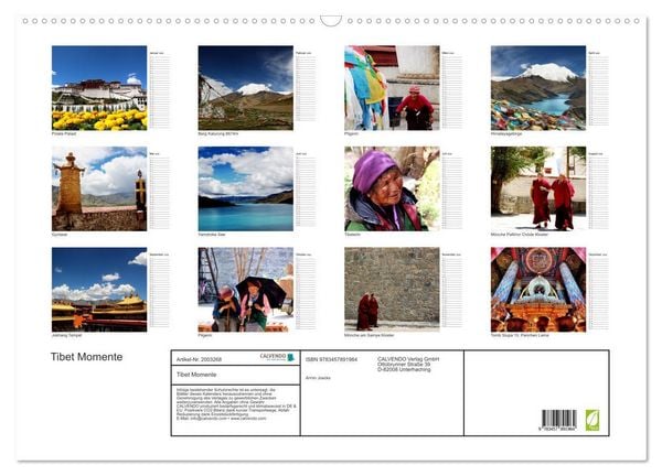 Produktbild: Tibet Momente (Wandkalender 2026 DIN A2 quer), CALVENDO Monatskalender