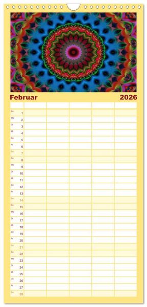 Produktbild: Familienplaner 2026 - Mandala Tr&auml;ume mit 5 Spalten (Wandkalender, 21 x 45 cm) CALVENDO