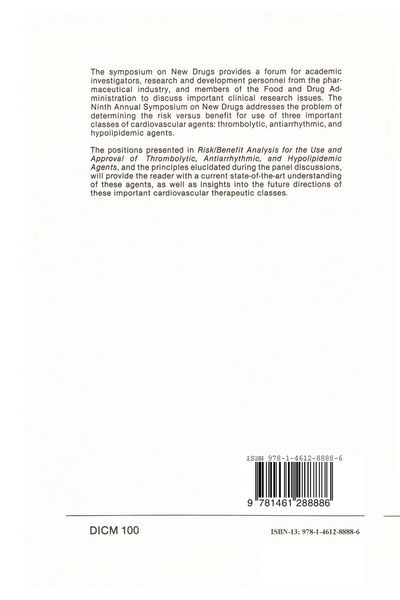 Produktbild: Risk/Benefit Analysis for the Use and Approval of Thrombolytic, Antiarrhythmic, and Hypolipidemic Agents