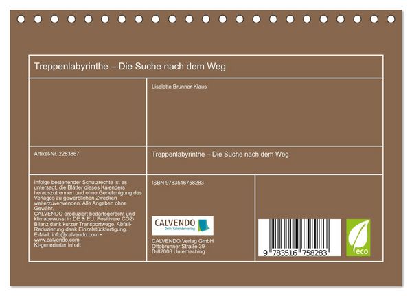 Produktbild: Treppenlabyrinthe &ndash; Die Suche nach dem Weg (Tischkalender 2027 DIN A5 quer), CALVENDO Monatskalender