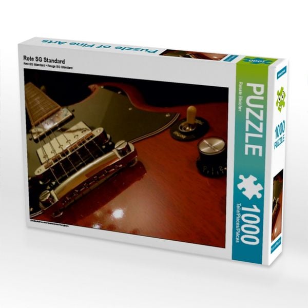 Produktbild: CALVENDO Puzzle Rote E-Gitarre - Closeup | 1000 Teile Lege-Gr&ouml;&szlig;e 64x48cm Foto-Puzzle f&uuml;r gl&uuml;ckliche Stunden