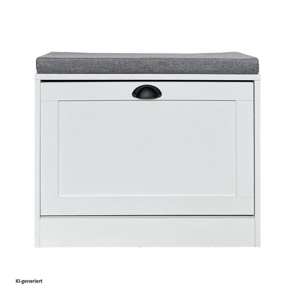 Produktbild: HTI-Living Schuhschrank Thekla 1 Klappe 60 cm Wei&szlig; mit Sitzkissen