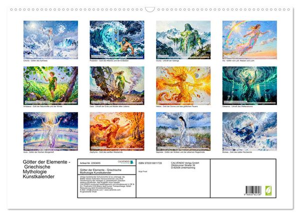 Produktbild: G&ouml;tter der Elemente - Griechische Mythologie Kunstkalender (Wandkalender 2027 DIN A2 quer), CALVENDO Monatskalender