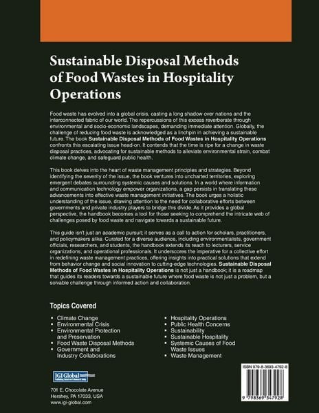 Produktbild: Sustainable Disposal Methods of Food Wastes in Hospitality Operations
