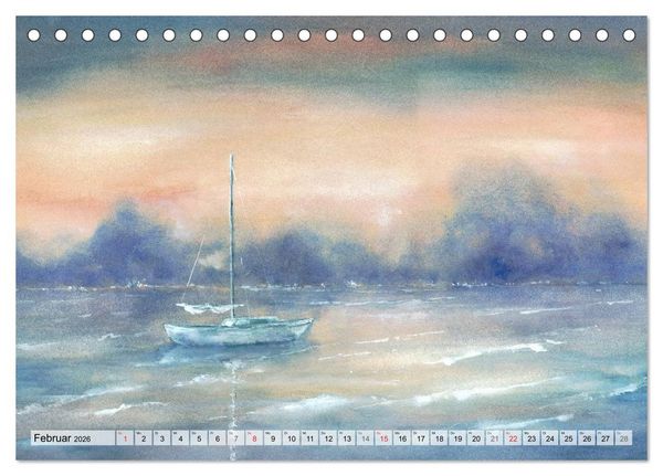 Produktbild: Komm mit ans Meer &ndash; Aquarelle (Tischkalender 2026 DIN A5 quer), CALVENDO Monatskalender