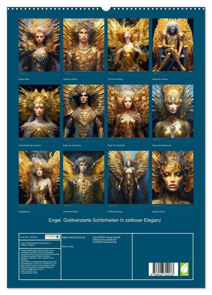 Produktbild: Engel. Goldverzierte Sch&ouml;nheiten in zeitloser Eleganz (hochwertiger Premium Wandkalender 2026 DIN A2 hoch), Kunstdruck in Hochglanz