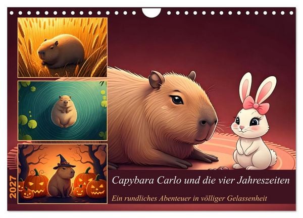 Produktbild: Capybara Carlo und die vier Jahreszeiten (Wandkalender 2027 DIN A4 quer), CALVENDO Monatskalender