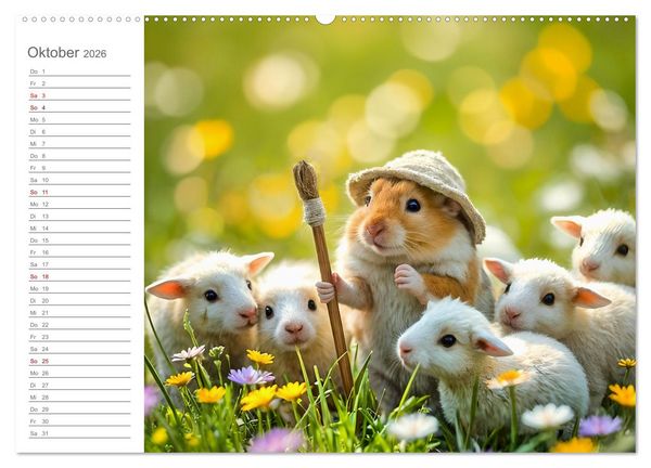 Produktbild: Hamsterhausen - Ein Hamster und seine tierischen Freunde (Wandkalender 2026 DIN A2 quer), CALVENDO Monatskalender