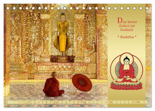 Produktbild: BUDDHAS WORTE - Buddhistische Weisheiten (Tischkalender 2026 DIN A5 quer), CALVENDO Monatskalender