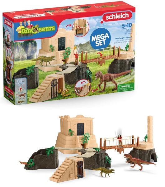 Schleich 42656 - Dinosaurs, Dino Tempel-Eroberung, Mega-Spielset, 169 Teile