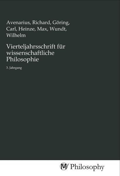 Produktbild: Vierteljahrsschrift f&uuml;r wissenschaftliche Philosophie