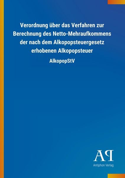 Produktbild: Verordnung &uuml;ber das Verfahren zur Berechnung des Netto-Mehra