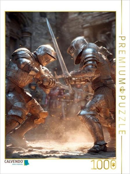 CALVENDO Puzzle Ritter - Der Zweikampf | 1000 Teile Lege-Größe 64 × 48 cm Foto-Puzzle für glückliche Stunden