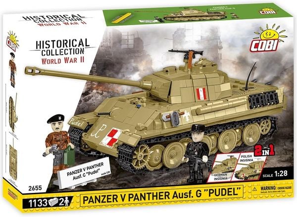 COBI Historical Collection 2655 - Panzer V Panther Ausf. G Pudel, WWII, Bausatz 1:28, 1133+2 Klemmbausteine