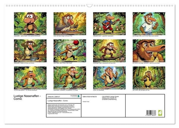Produktbild: Lustige Nasenaffen - Comic (Wandkalender 2027 DIN A2 quer), CALVENDO Monatskalender