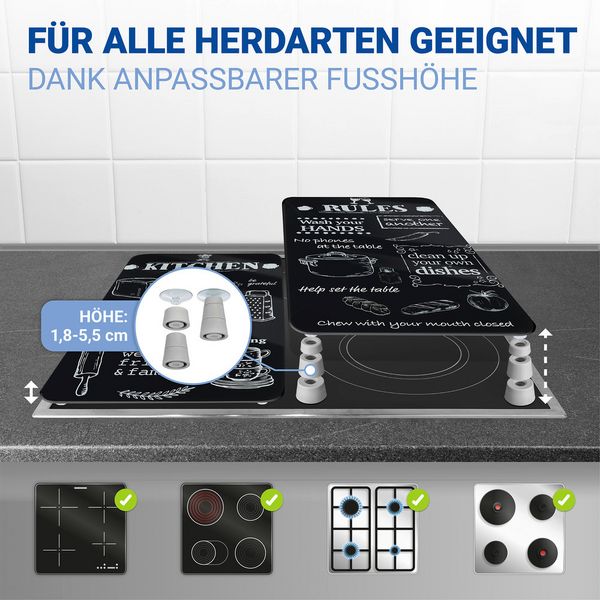 Produktbild: Herdabdeckplatte Universal Mod. Kitchen Rules, 2er Set, f&uuml;r alle Herdarten geeignet