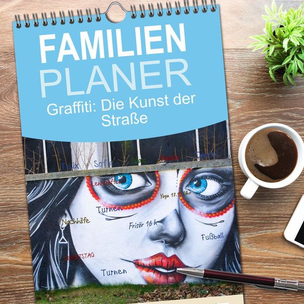 Produktbild: Familienplaner 2026 - Graffiti: Die Kunst der Stra&szlig;e mit 5 Spalten (Wandkalender, 21 x 45 cm) CALVENDO
