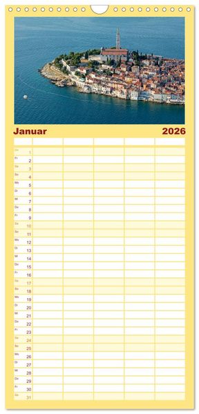 Produktbild: Familienplaner 2026 - sonniges Istrien mit 5 Spalten (Wandkalender, 21 x 45 cm) CALVENDO