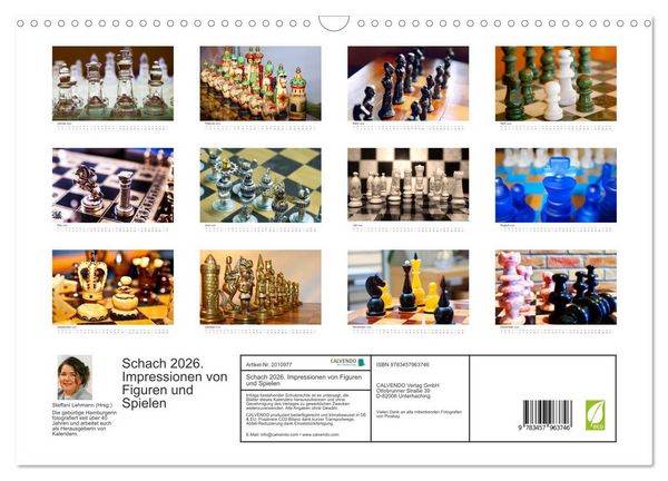Produktbild: Schach 2026. Impressionen von Figuren und Spielen (Wandkalender 2026 DIN A3 quer), CALVENDO Monatskalender