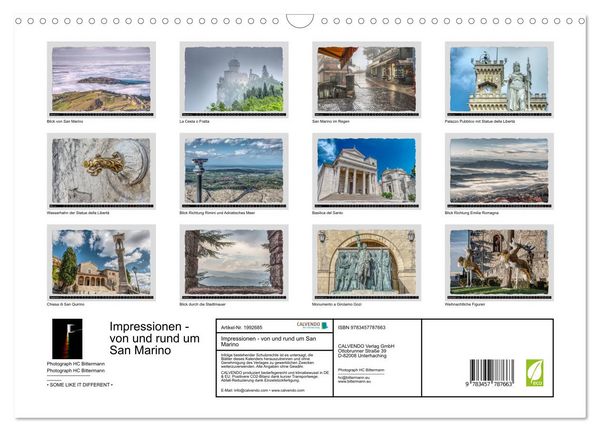Produktbild: Impressionen - von und rund um San Marino (Wandkalender 2026 DIN A3 quer), CALVENDO Monatskalender