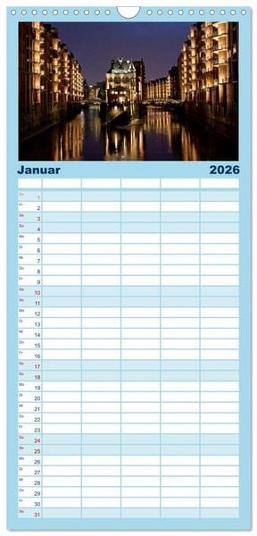 Produktbild: Familienplaner 2026 - Hamburg - Perle an der Elbe mit 5 Spalten (Wandkalender, 21 x 45 cm) CALVENDO