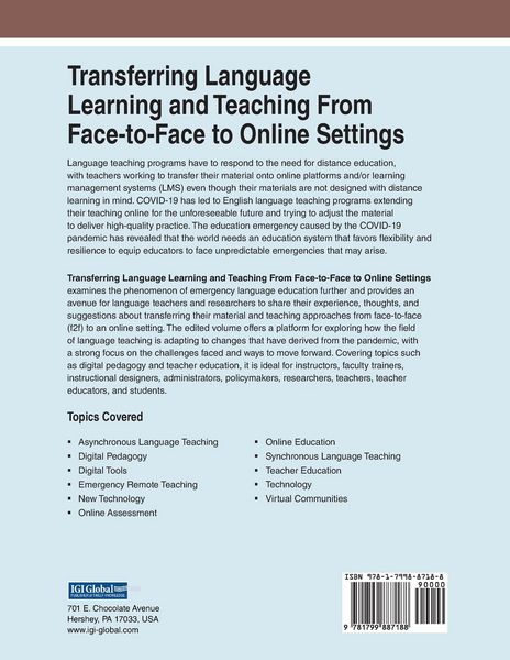 Produktbild: Transferring Language Learning and Teaching From Face-to-Face to Online Settings