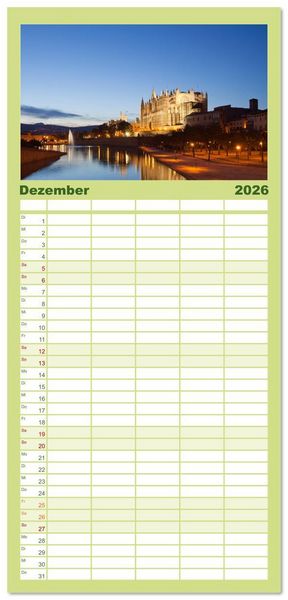 Produktbild: Familienplaner 2026 - Balearen - Mallorca, Menorca, Ibiza und Formentera mit 5 Spalten (Wandkalender, 21 x 45 cm) CALVENDO