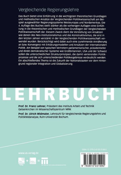 Produktbild: Vergleichende Regierungslehre