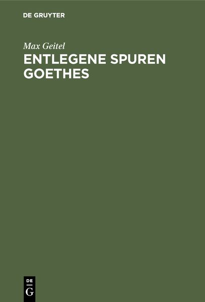 Produktbild: Entlegene Spuren Goethes
