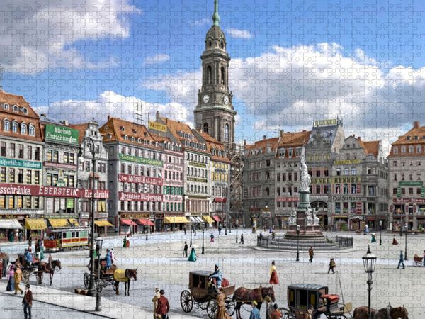 Produktbild: CALVENDO Puzzle Dresden - Kreuzkirche und Altmarkt um 1900 | 1000 Teile Lege-Gr&ouml;&szlig;e 64x48cm Foto-Puzzle f&uuml;r gl&uuml;ckliche Stunden