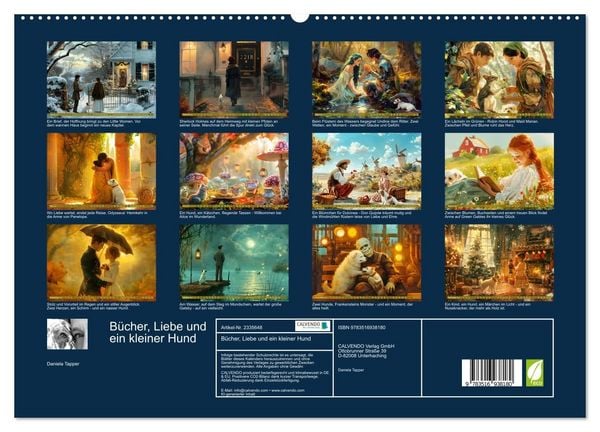 Produktbild: B&uuml;cher, Liebe und ein kleiner Hund (hochwertiger Premium Wandkalender 2027 DIN A2 quer), Kunstdruck in Hochglanz