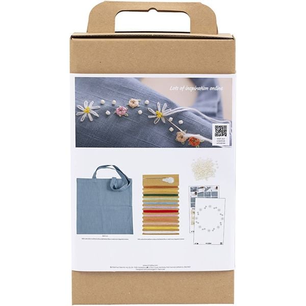 Produktbild: Creativ Company DIY Sets Sticken & Nadelstanzen Kreativ Set Sticken, Taubenblau, Einkaufstasche, Kreativ Box