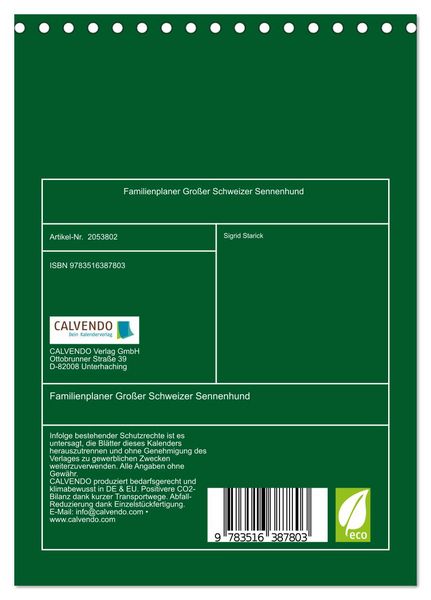 Produktbild: Familienplaner Gro&szlig;er Schweizer Sennenhund (Tischkalender 2026 DIN A5 hoch), CALVENDO Monatskalender
