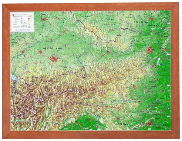 Produktbild: Relief &Ouml;sterreich 1:1,6 MIO mit Holzrahmen