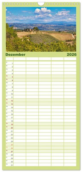 Produktbild: Familienplaner 2026 - Impressionen aus San Gimignano mit 5 Spalten (Wandkalender, 21 x 45 cm) CALVENDO