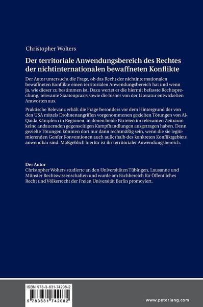 Produktbild: Der territoriale Anwendungsbereich des Rechtes der nichtinternationalen bewaffneten Konflikte