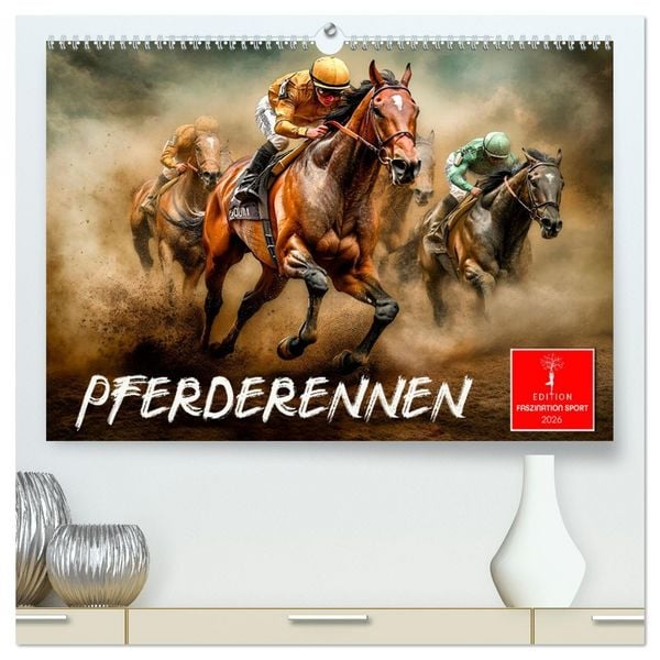 Produktbild: Pferderennen (hochwertiger Premium Wandkalender 2026 DIN A2 quer), Kunstdruck in Hochglanz