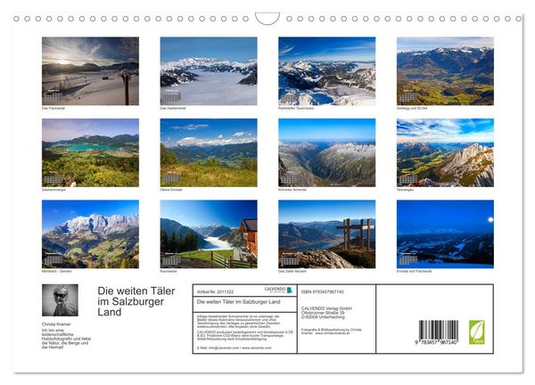 Produktbild: Die weiten T&auml;ler im Salzburger Land (Wandkalender 2026 DIN A3 quer), CALVENDO Monatskalender