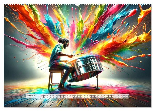 Produktbild: Drummer - Color Splash Rhythms: Trommelschl&auml;ge und Farbexplosionen (Wandkalender 2026 DIN A2 quer), CALVENDO Monatskalender