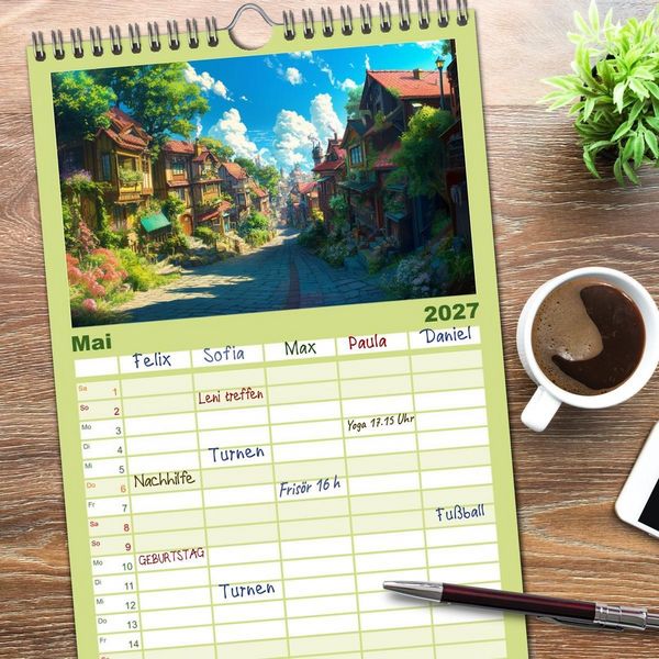 Produktbild: Familienplaner 2027 - Spaziergang durch Anime Welten mit 5 Spalten (Wandkalender, 21 x 45 cm) CALVENDO