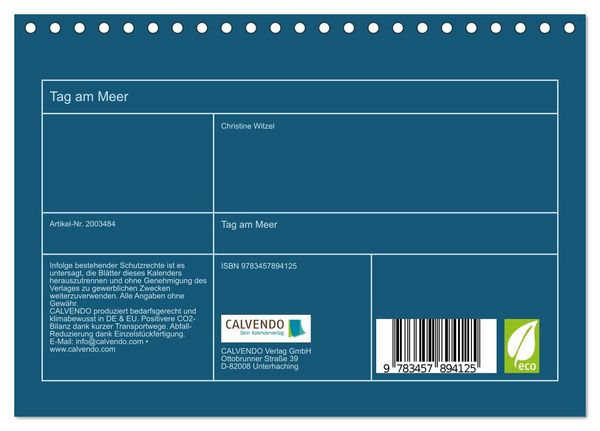Produktbild: Tag am Meer (Tischkalender 2026 DIN A5 quer), CALVENDO Monatskalender