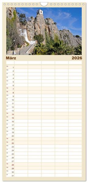 Produktbild: Familienplaner 2026 - Costa Blanca - Spaniens wei&szlig;e K&uuml;ste mit 5 Spalten (Wandkalender, 21 x 45 cm) CALVENDO