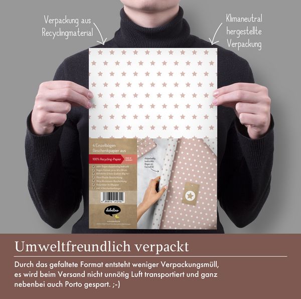 Produktbild: Geschenkpapier-Set Sterne (hell-rosa, wei&szlig;)