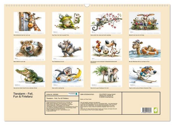 Produktbild: Tieralarm - Fell, Fun & Firlefanz (Wandkalender 2027 DIN A2 quer), CALVENDO Monatskalender