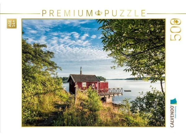 CALVENDO Puzzle Eine Holzhütte an der Küste | 500 Teile Lege-Größe 48 × 36 cm Foto-Puzzle für Erwachsene