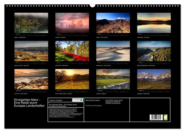 Produktbild: Einzigartige Natur - Eine Reise durch Europas Landschaften (Wandkalender 2026 DIN A2 quer), CALVENDO Monatskalender