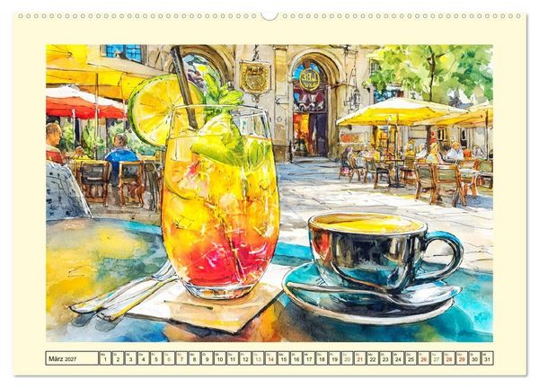 Produktbild: Gastgarten Idylle. Sommerliche Freude im Aquarellstil (Wandkalender 2027 DIN A2 quer), CALVENDO Monatskalender