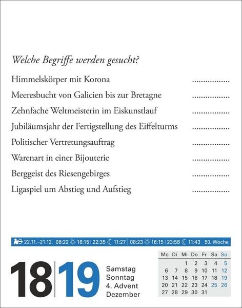 Produktbild: Wissen Tagesabrei&szlig;kalender 2027 - Quizfragen aus Geschichte, Politik, Kultur, Technik und Sport