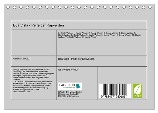 Produktbild: Boa Vista - Perle der Kapverden (Tischkalender 2026 DIN A5 quer), CALVENDO Monatskalender