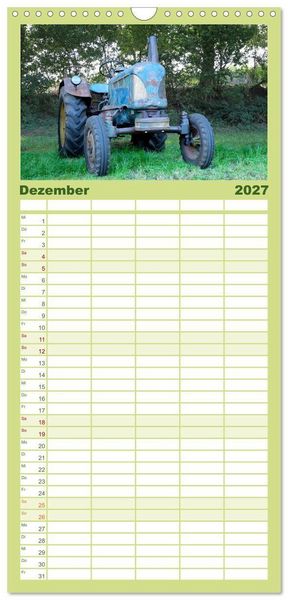 Produktbild: Familienplaner 2027 - Rostige alte Traktoren mit 5 Spalten (Wandkalender, 21 x 45 cm) CALVENDO